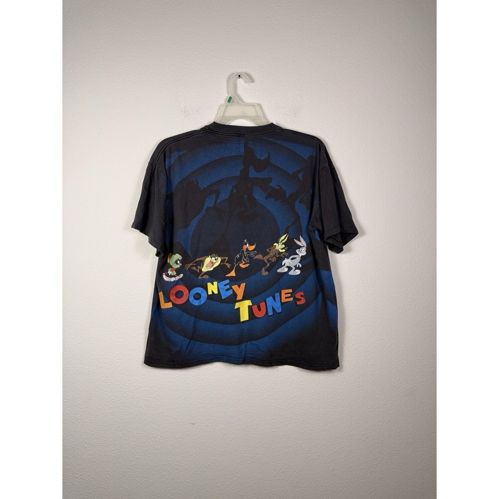 Vintage Looney Tunes Shirt Mens Black  Tunnel AOP Double Sided 90s - Picture 6 of 7